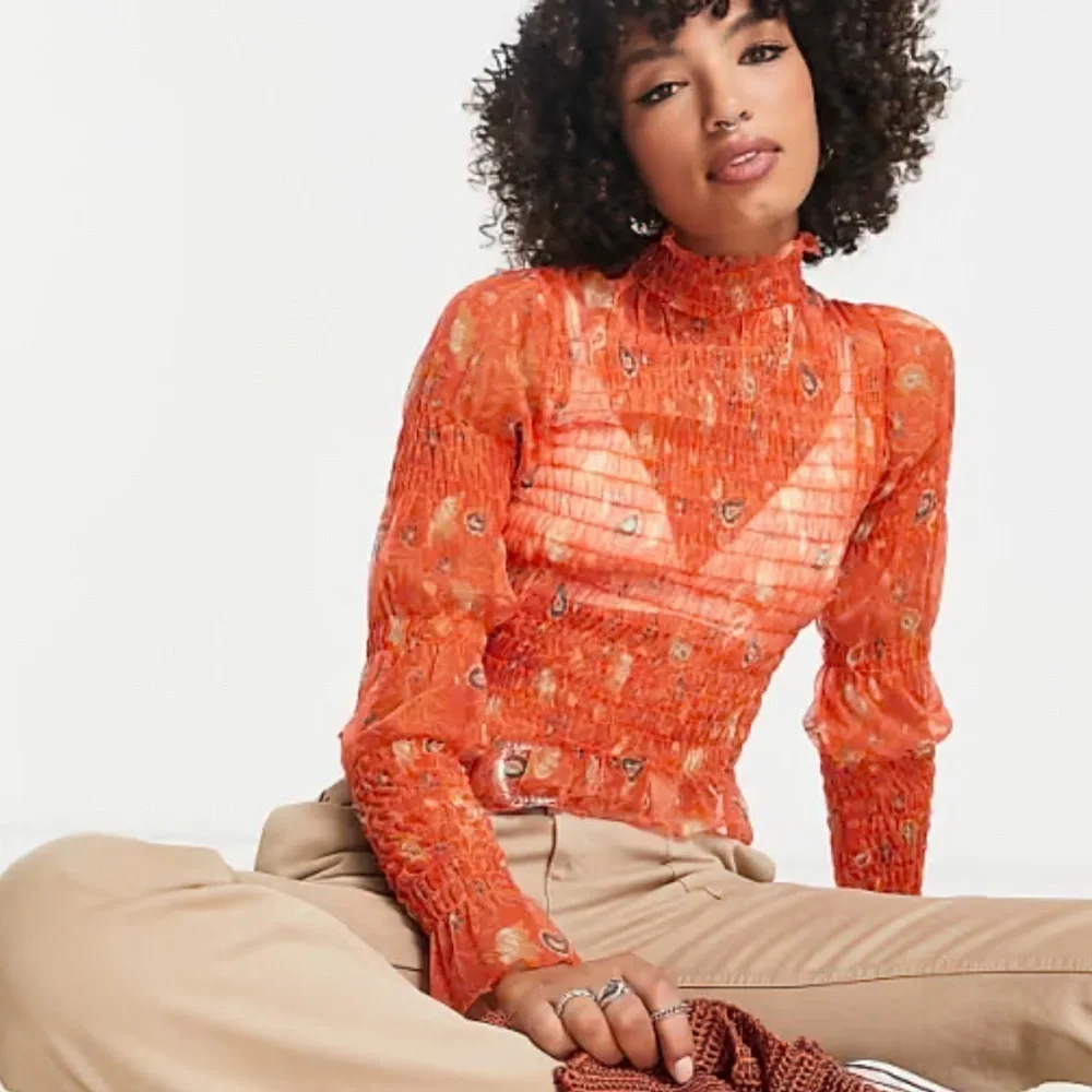 FREE PEOPLE Hello There Top Orange Size Medium